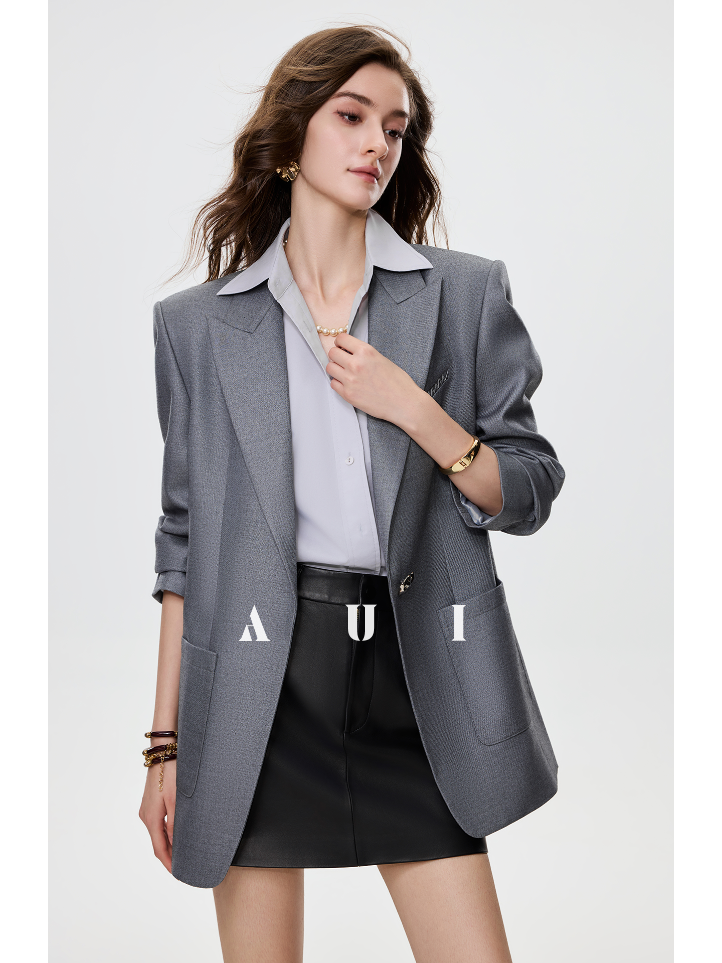 AUI Gray Blazer Formal Temperament Small Suit - BREE.