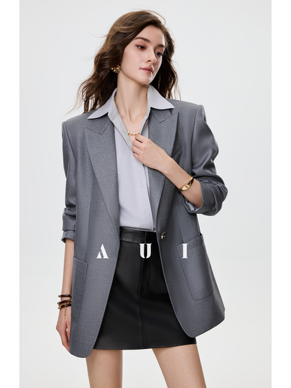AUI Gray Blazer Formal Temperament Small Suit - BREE.