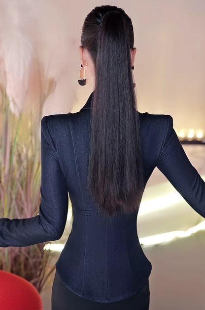 VJE denim women's shirt slim long-sleeved top - JACK.