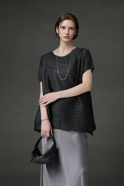 PIAOIN Miyake style simple premium pleated design T-shirt  -CECILLIA