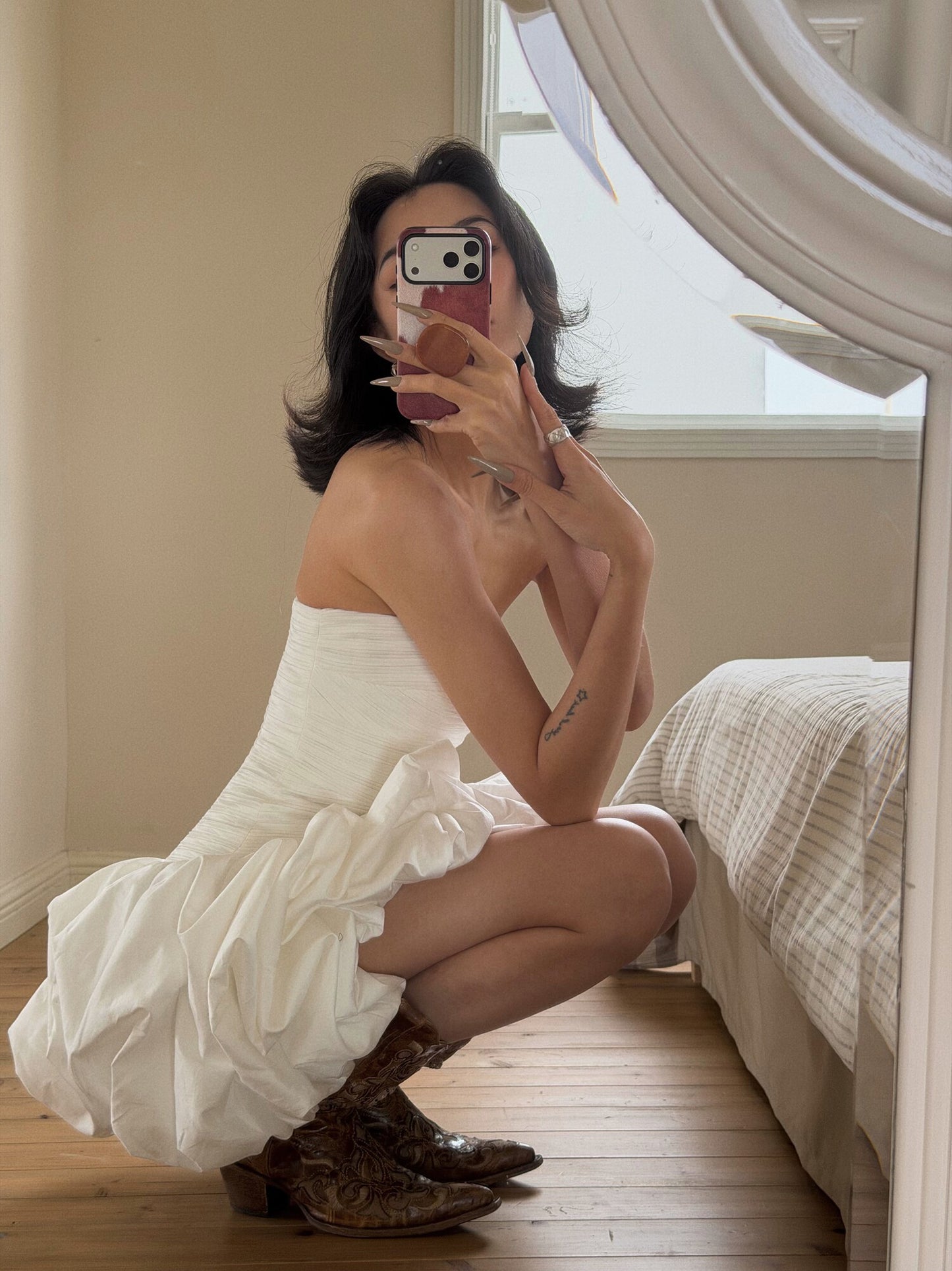 MEI SANGUAN three-color French retro slim bandeau dress - NADIA