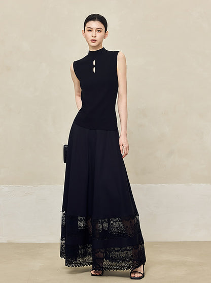 HECO Asymmetrical Wool Blend Sleeveless Mock Neckline Top- CHOOSE.