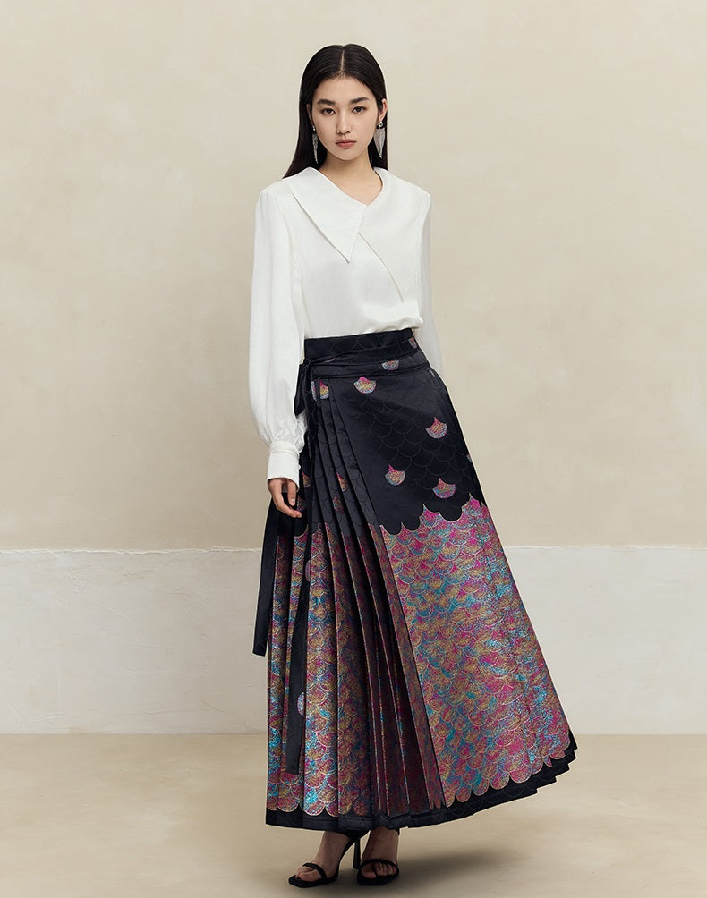 HECO mermaid scale color woven horse face skirt  high waisted long women - will.