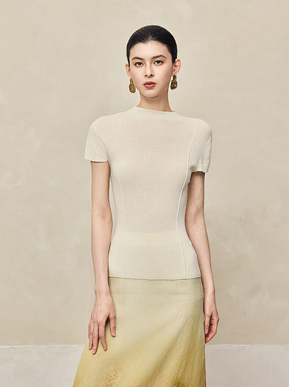 HECO Pit Strip Half-high Neck Short Sleeve T-Shirt - FLY.