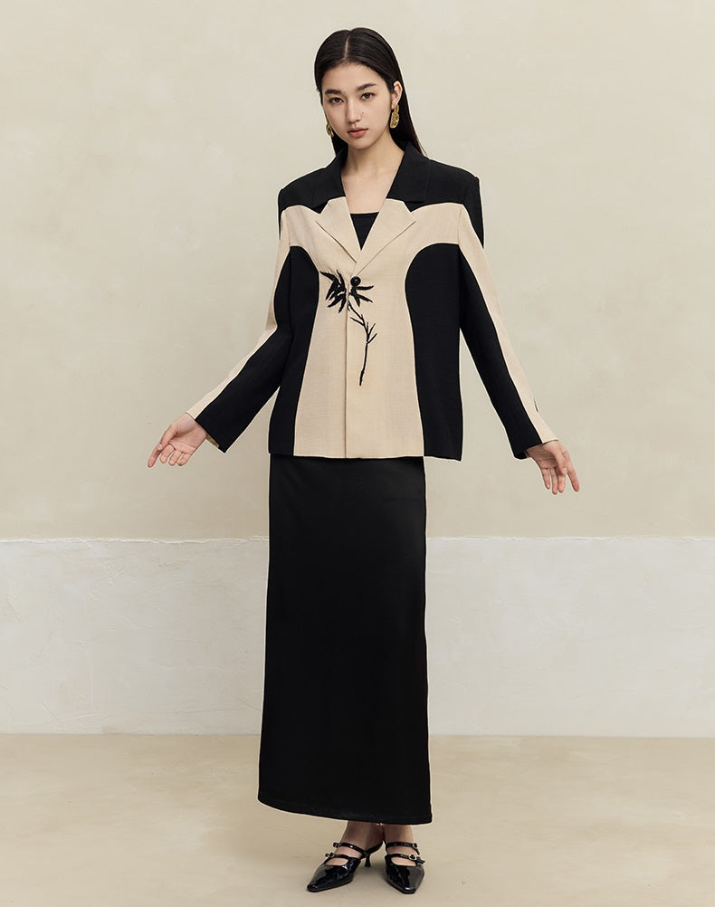 HECO High-waisted purple black white back slit skirt Hip Girl - spirit.