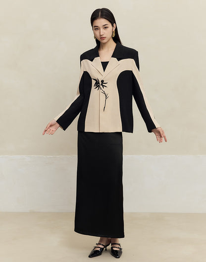 HECO High-waisted purple black white back slit skirt Hip Girl - spirit.