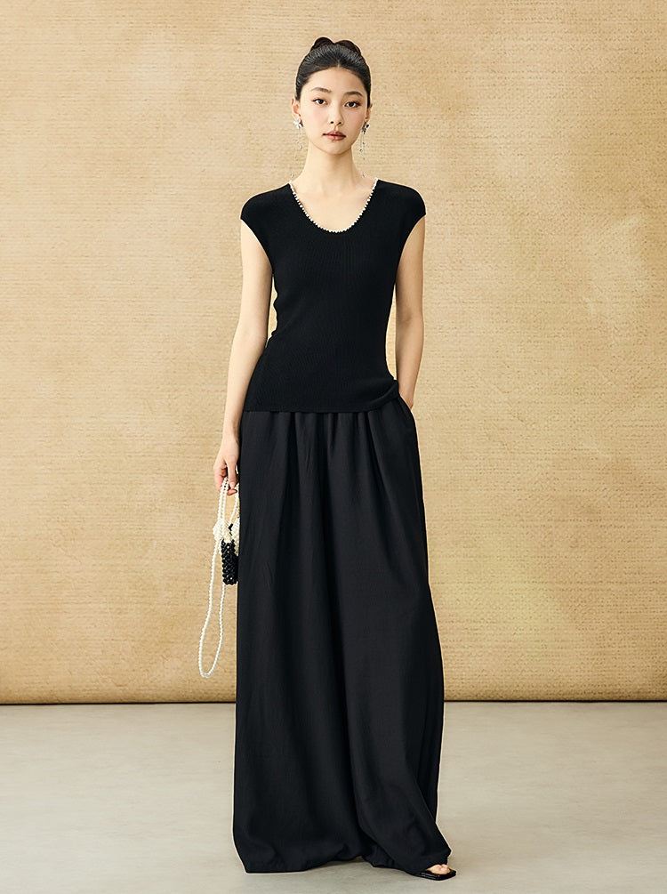 HECO Acetate High Waist Wide-leg Pants - TREY.