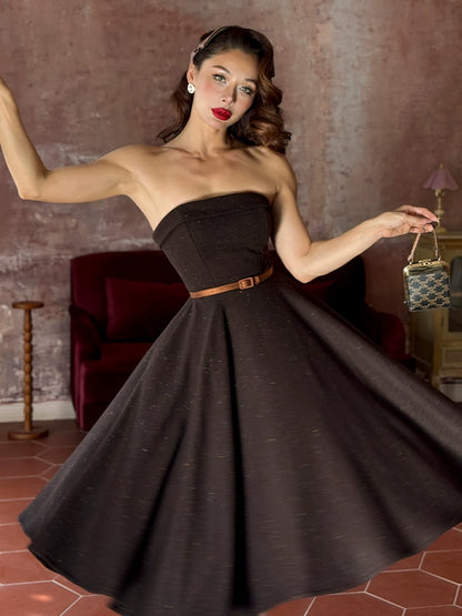 Le Palais Vintage Brown Mink Slim Jacket, Fishbone Skirt-LEE.