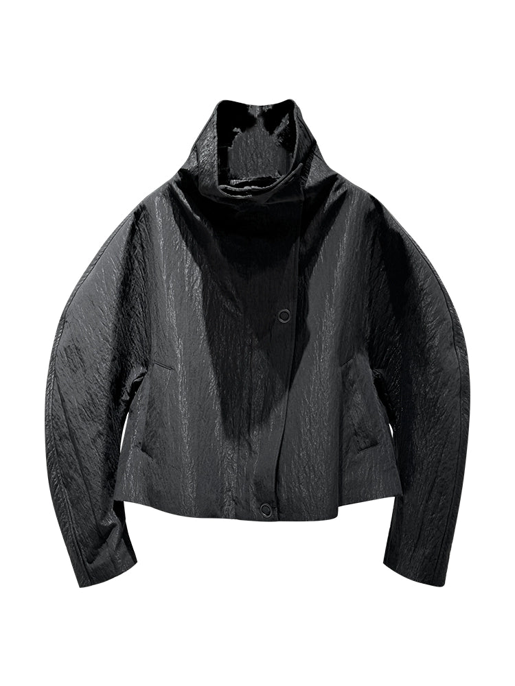 ANNAKIKI Loose Niche Designer Stand Collar Curved Sleeve Jacket-TAKUMI