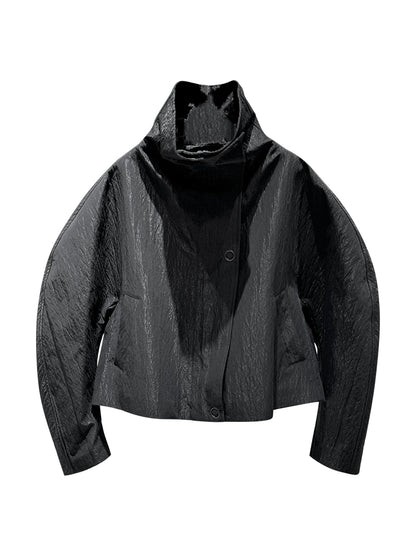 ANNAKIKI Loose Niche Designer Stand Collar Curved Sleeve Jacket-TAKUMI