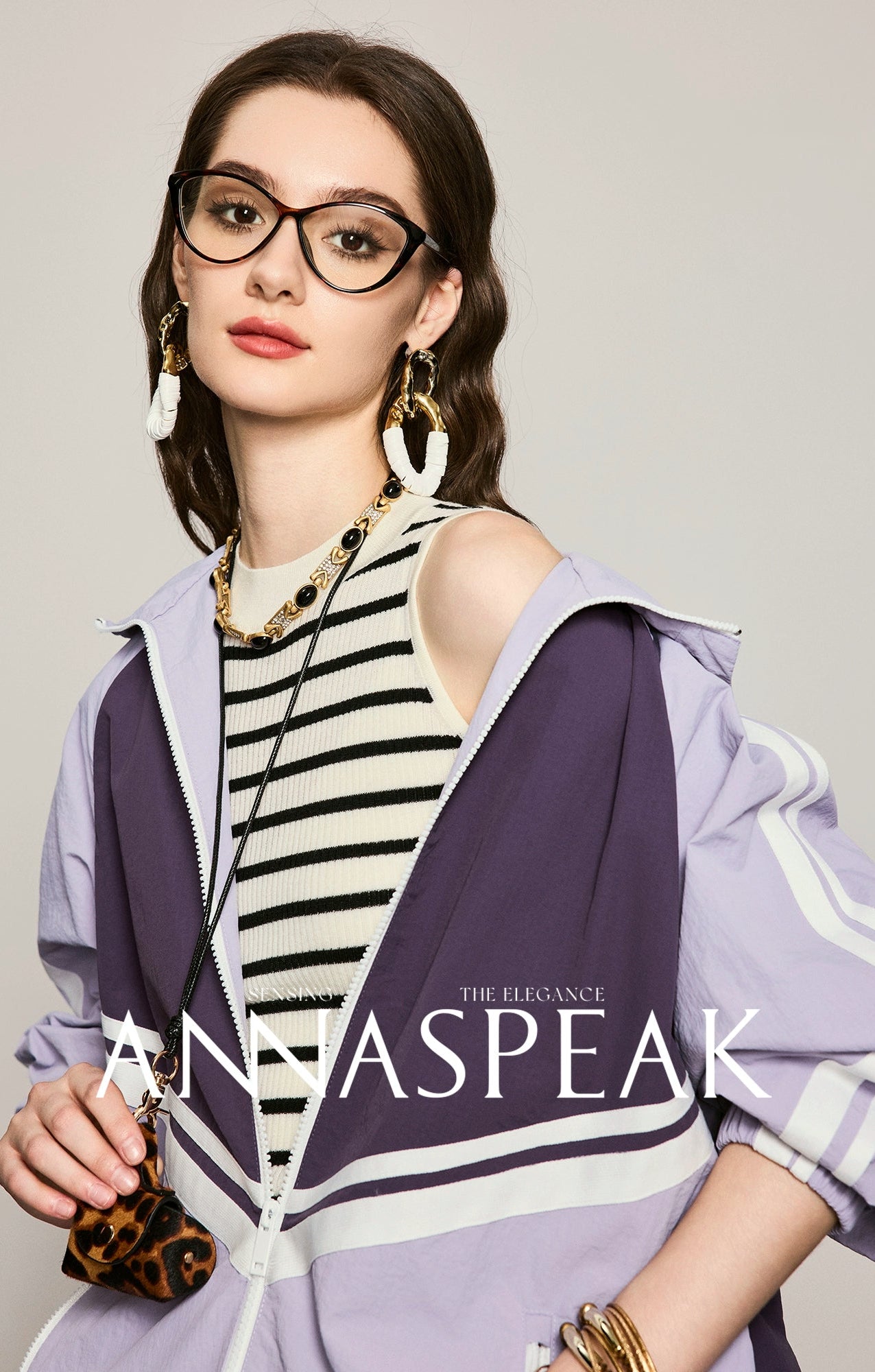 ANNASPEAK fashionable contrast color loose hooded jacket-KIM.