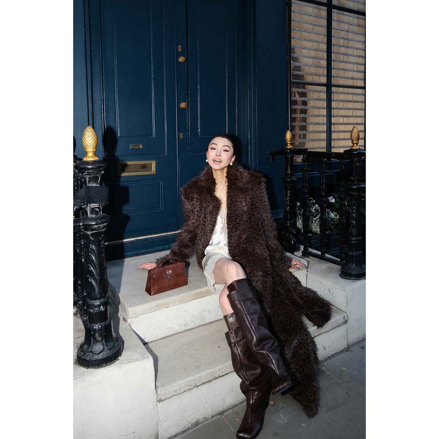 MEI SANGUAN Leopard Eco-Fur French Retro Jacket - EDWARD