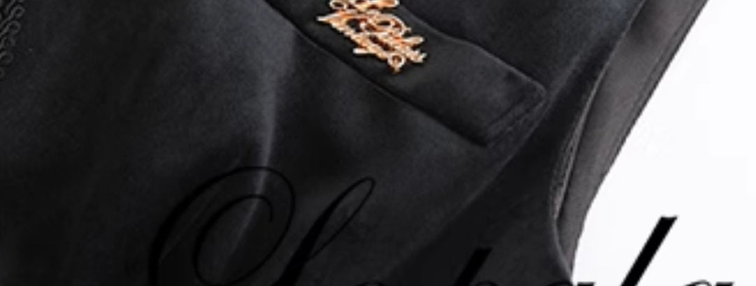 Le Palais Vintage Elegant Retro Black Velvet Stylish Three Piece Suit Set-LISI.