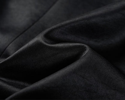 COMME MOI Lv Yan Designer Summer Women's Acetate Double-Sided Satin Collarless Short Suit - EMERY.