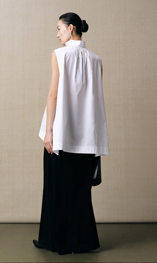 ZHUCHONGYUN black mulberry silk and linen blend drape knitted skirt-AIR.