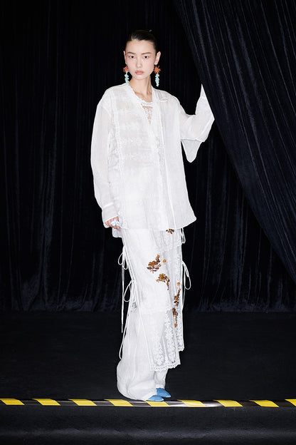 M essential Mackay designer Zen One Linen layered lace-up top - ANTSY.