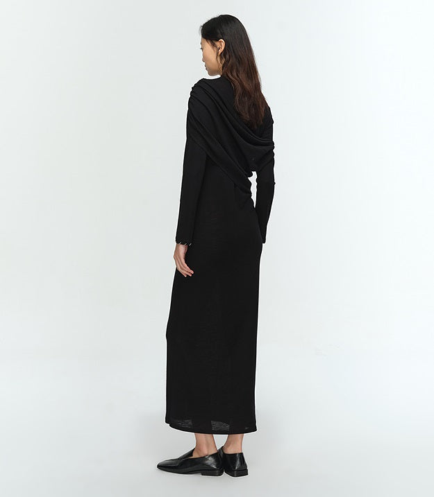 COMME MOI Lu Yan designer new women's wrap-around silk wool knitted dress - AHMED.