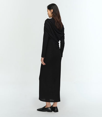 COMME MOI Lu Yan designer new women's wrap-around silk wool knitted dress - AHMED.