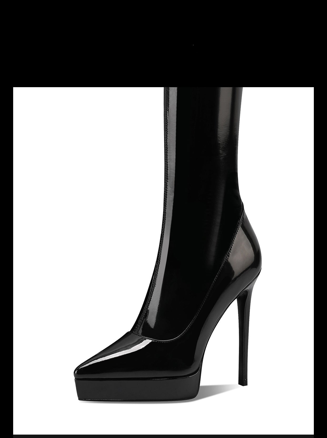 Fab-fei patent leather black over-the-knee autumn/winter waterproof platform pointed toe sexy stiletto boots