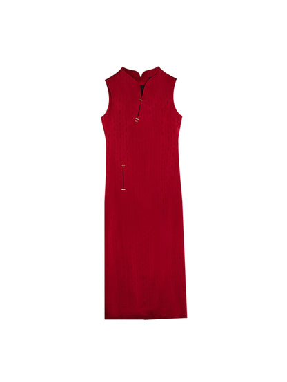 HECO Chinese Acetate Sleeveless Slit Long Dress- BELIEVE.