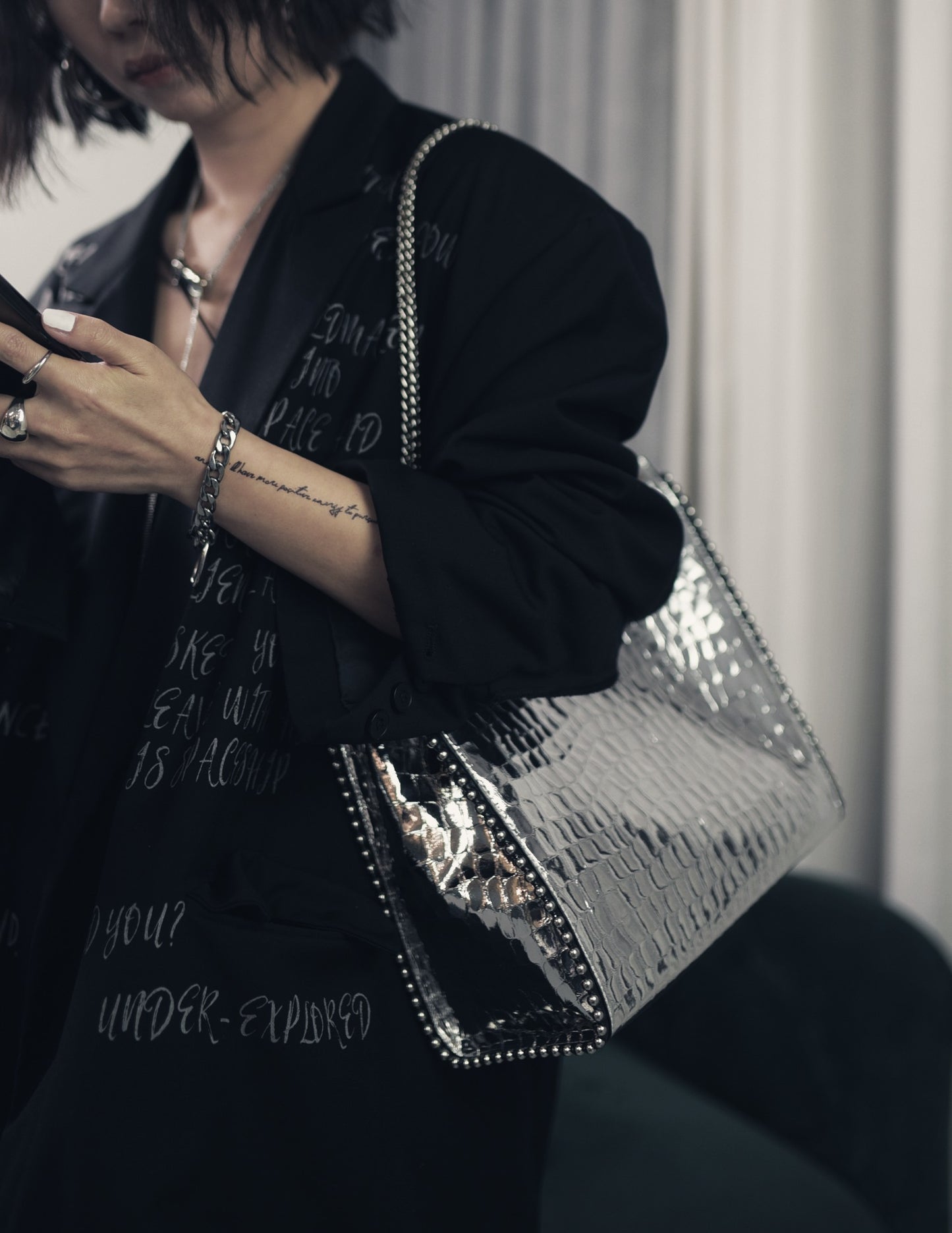 IUBALLET Metallic Textured Leather Cross Body Bag  - PRIEST.