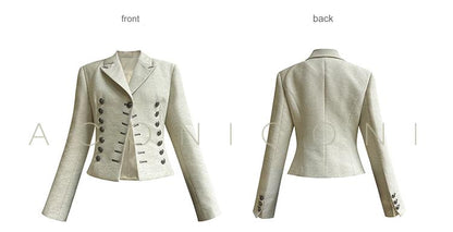 Aconiconi High End Long Sleeve Double Breasted Tuxedo French Retro Jacket Blazer- History