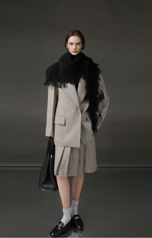 PIAOIN Retro Blazer Wool Jacket Women's Niche Suit Top Commuter Versatile- BEX