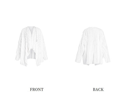 ZHUCHONGYU white loose pleated top and pant outfit set--SOUSOU.