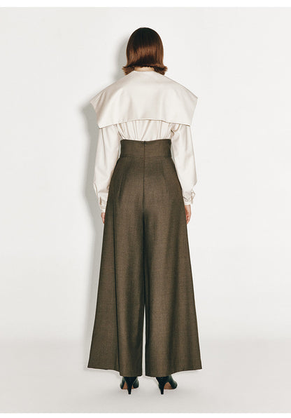 ATELIER MISS LU Cotton Wool Wide-leg Pants - PEPPER