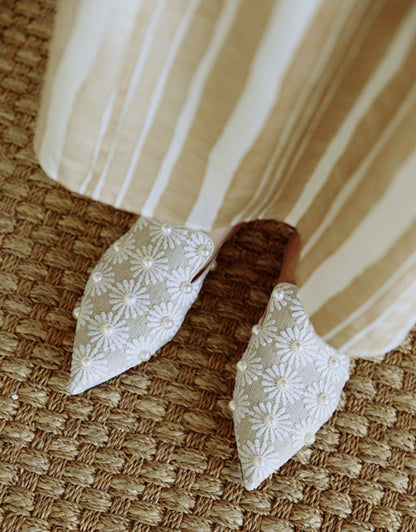 B-FEI pearl pointed toe flat heel-CAET.
