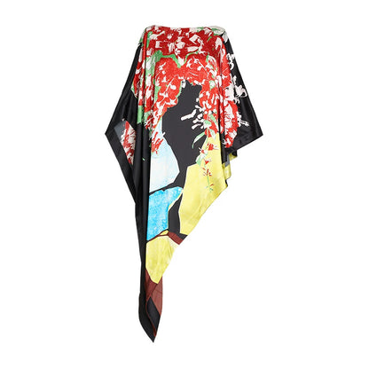 ZHUCHONGYUN summer Chinese cape style loose silk printed top--YAKI.