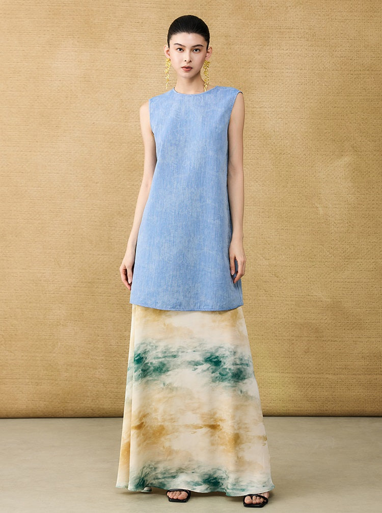 HECO Chinese women's summer  diamond blended linen vest dress - SWET.