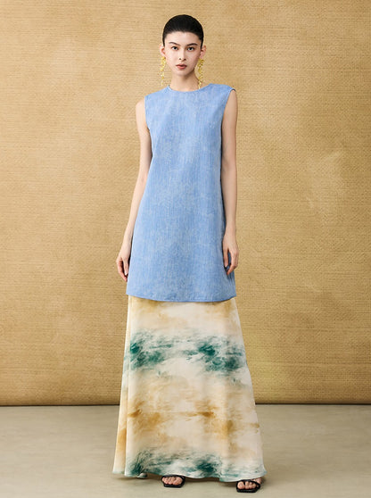 HECO Chinese women's summer  diamond blended linen vest dress - SWET.