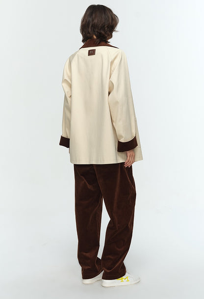 COMME MOI Lu Yan designer new women's contrasting corduroy cargo jacket - FLINCH.