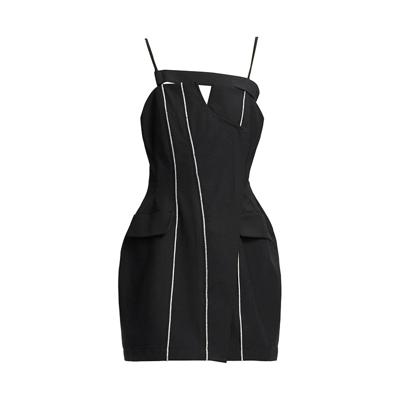 TINY IN curved waist irregular slip short Dress-JOJO