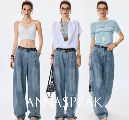 ANNASPEAK fashionable  cotton loose jeans-CHISA.