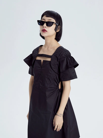 TINY IN double-sleeved vest two-piece women's two wear black Top-LIGHT