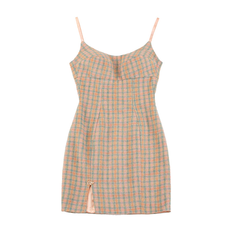 Le Palais Vintage High End Long Sleeves Slim Jacket Bow Tweed Slit Dinner Suit Dress-Carey