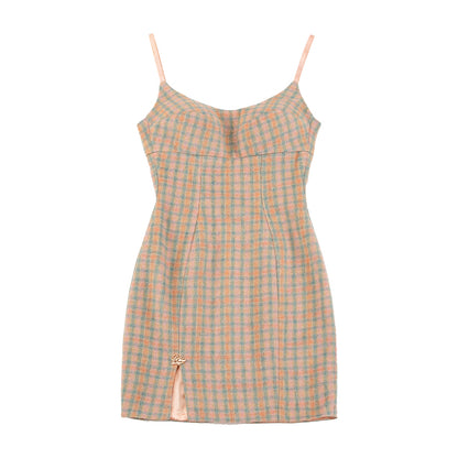 Le Palais Vintage High End Long Sleeves Slim Jacket Bow Tweed Slit Dinner Suit Dress-Carey