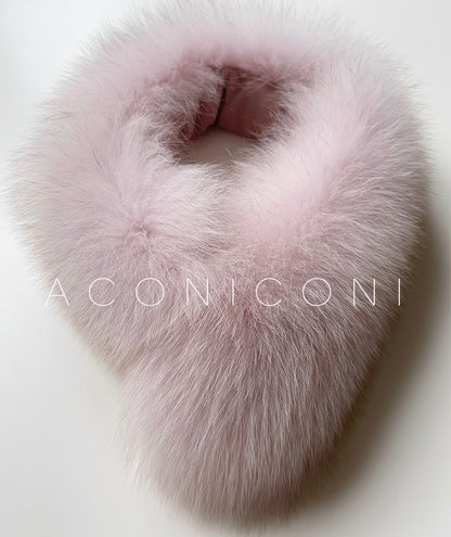 Aconiconi Winter pink wool cape fox fur sleeve double-sided coat-Sakura