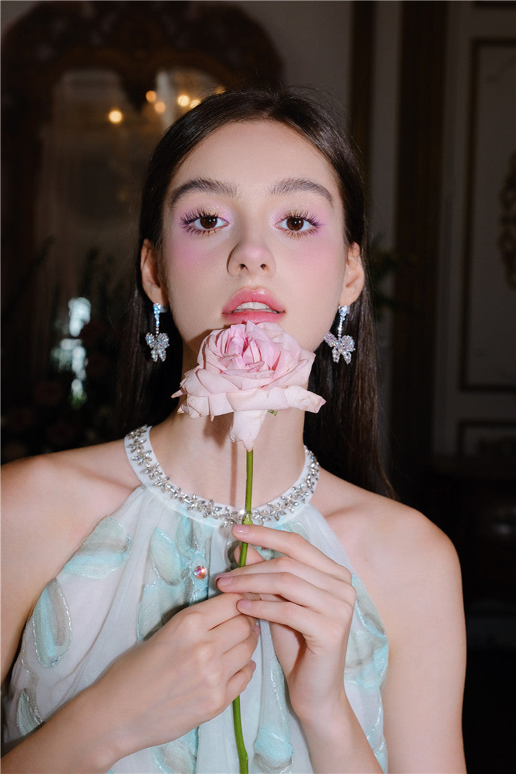 Wardrobes by Chen Luxury Crystal Diamond Dinner Party Earrings-Butter