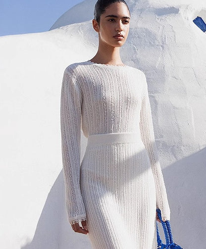 COMME MOI women's cut-out raw edge pullover knit top- VALENTINA.