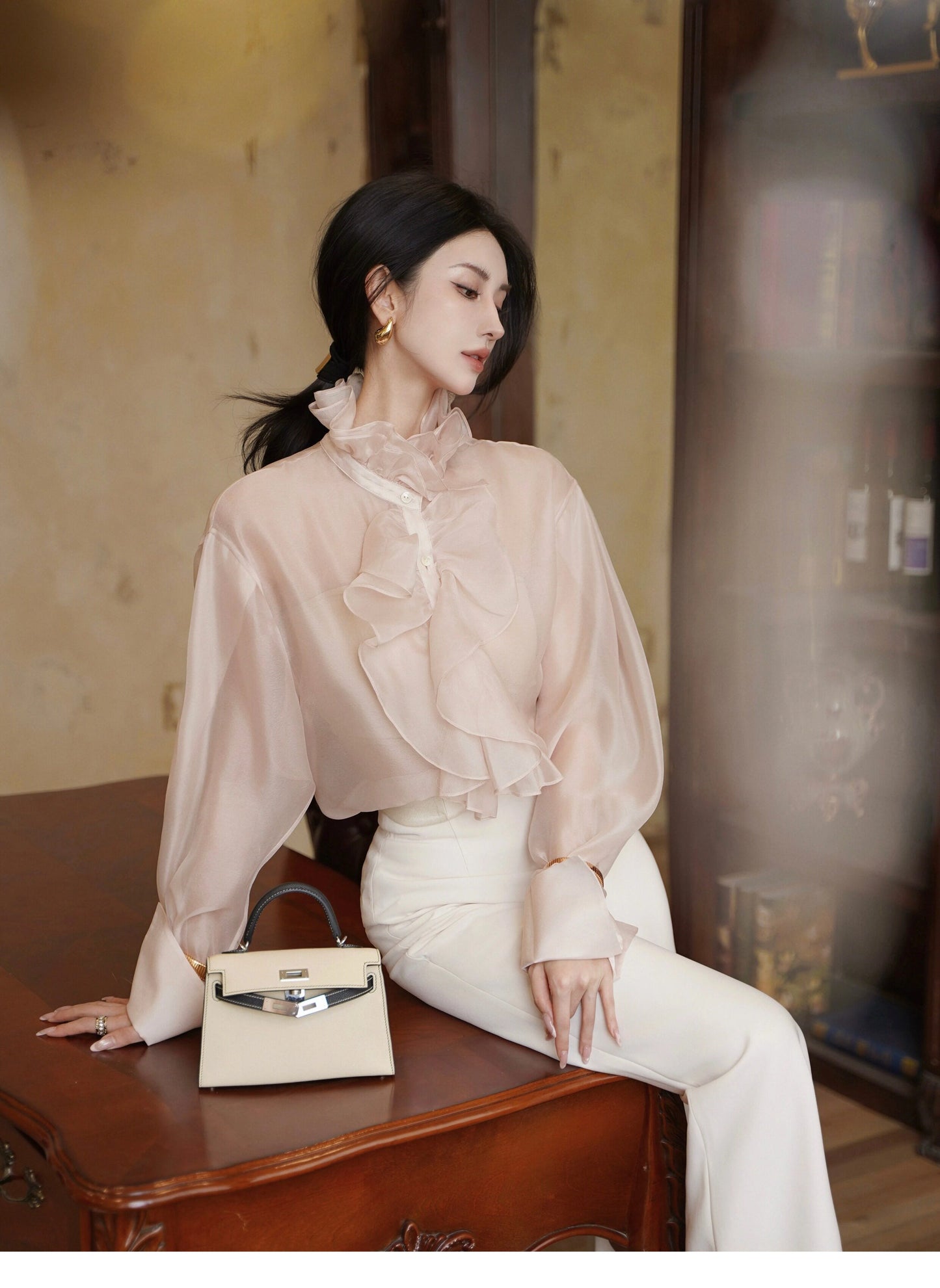 ATELIER MISS LU Court Wind Pleated Design Shirt Top - AUDIT