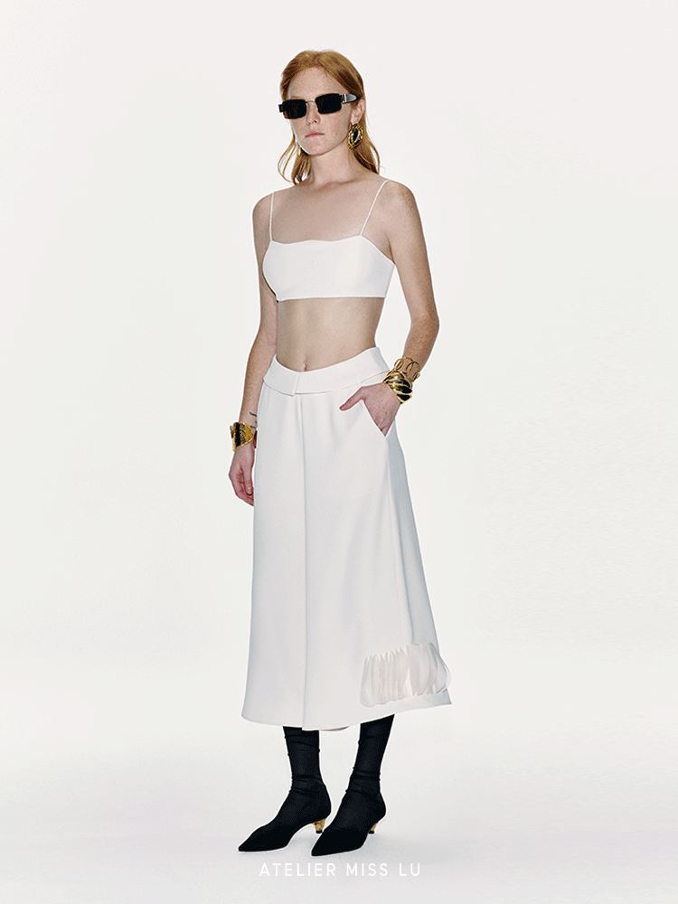 ATELIER MISS LU spring and summer Curve Neckline Design Camisole Top - WINE.
