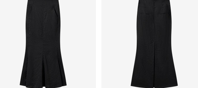 COMME MOI  summer women's black slit hip fishtail skirt - HARLEM.