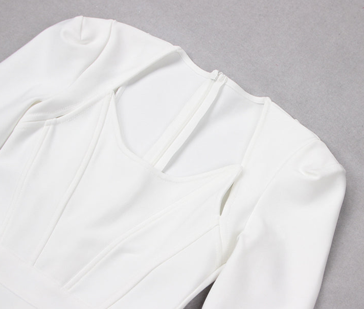 DOLLY Luxury Retro Style Square Collar Long Sleeve Slim Fit Dinner Dress-CAHTIE