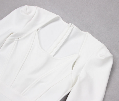 DOLLY Luxury Retro Style Square Collar Long Sleeve Slim Fit Dinner Dress-CAHTIE