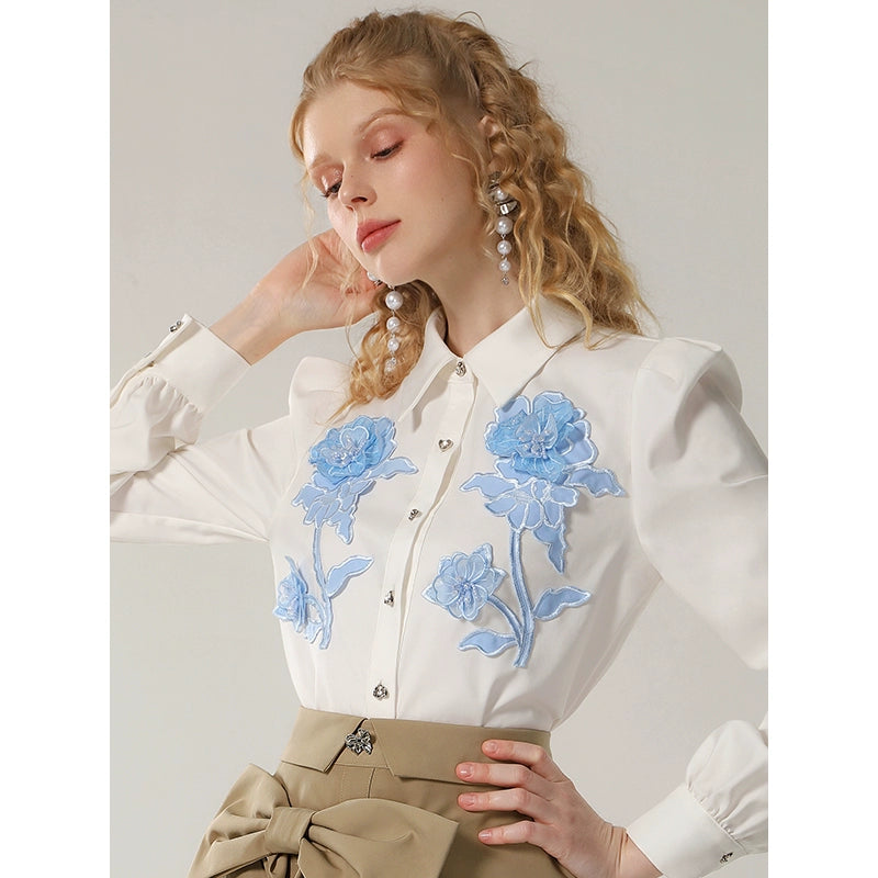 CHECOCRE Elegant White and Blue Contrasting Suit Shirt Khaki - KYLE