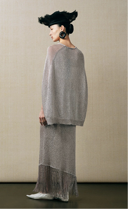 ZHUCHONGYUN two-piece knit loose crew neck top and maxi skirt set -SUOH.