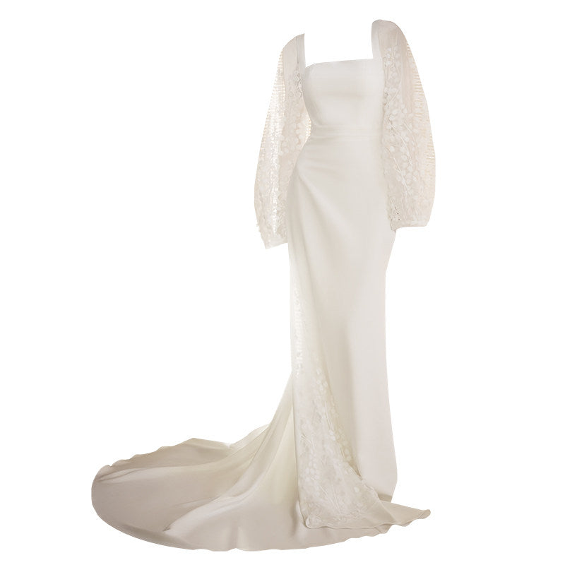 GOUDIN women's luxury white long sleeve dress-GOLDA.